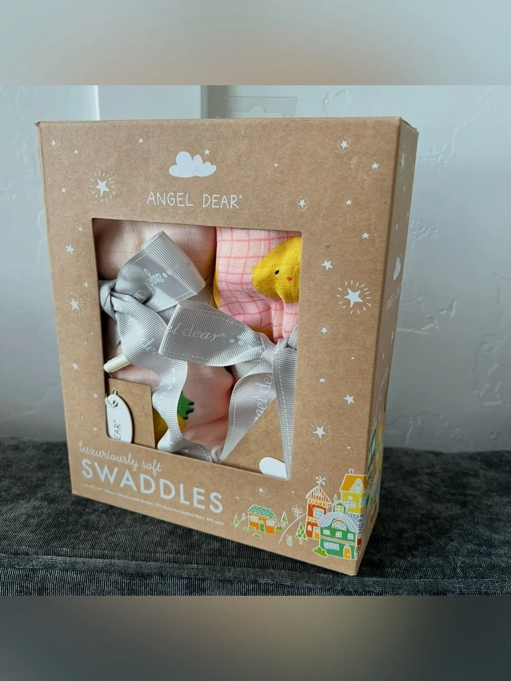 NIB Angel Dear Fruits Swaddle Blankets 2 Pack